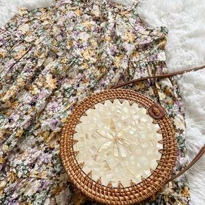 Rattan Mother of Pearl Crossbody Bag